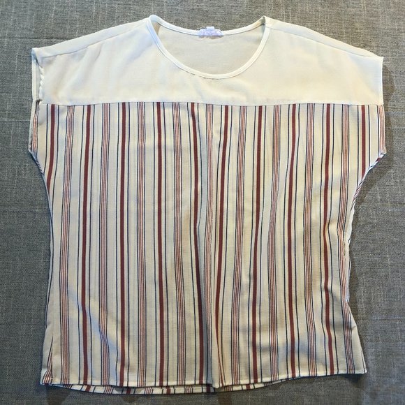 A'gaci Short Sleeve Sheer Striped T-Shirt - Picture 1 of 6